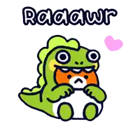 a cartoon of a crocodile with the word raaawr written above it
