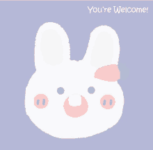 a picture of a white rabbit with the words you 're welcome written below it