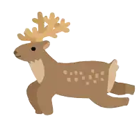 an illustration of a deer with antlers running