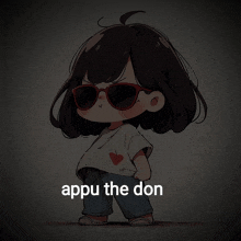 a cartoon of a girl wearing sunglasses and the words appu the don below her