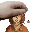 a pixel art of a person putting a towel on another person 's head .
