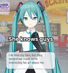 hatsune miku says she knows guys and i do love my fans