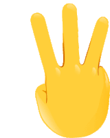 a yellow hand is making a peace sign