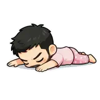 a cartoon of a man laying on his stomach