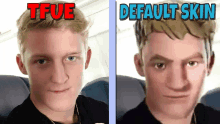 a picture of a man with the words tfue and default skin on the bottom