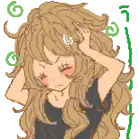 a pixel art drawing of a girl with long brown hair