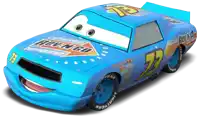 a blue toy car with rev-n-go written on it