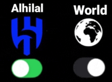 a black background with the words alhilal world and a globe