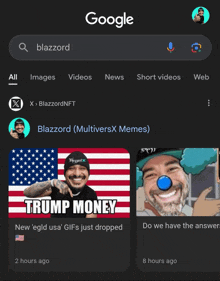 a google search for blazzard shows a picture of a man with a clown nose