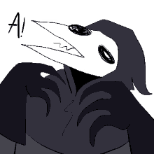 a black and white drawing of a bird with a letter a on it