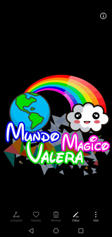 a cartoon drawing of a rainbow and a cloud with the words mundo magico valera below it