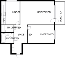 a black and white floor plan of a house with the word undefined in white letters