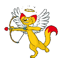 a cartoon cat is holding a bow and arrow