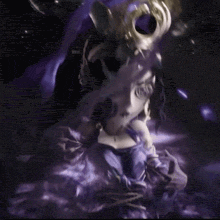 a cartoon character is wearing a purple dress and has a crown on her head