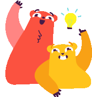 a cartoon of two bears with one holding a light bulb above its head