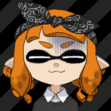 a drawing of a girl with orange hair wearing a bandana