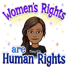 a cartoon woman with the words women 's rights are human rights above her