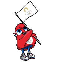 a cartoon character holding a flag that says paris 2021 on it