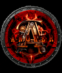 a metal circle with the letter a and the word angker