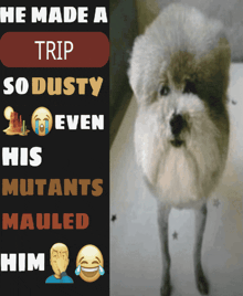 a poster that says he made a trip so dusty even his mutants hauled him