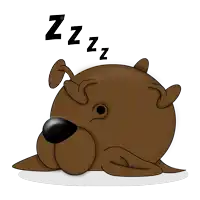 a cartoon dog is sleeping with zzz written above it