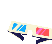 an illustration of a pair of 3d glasses with a blue and red lens