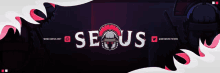 a banner that says secus on it with a roman helmet