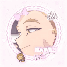 a picture of hawks solo de win with a pink border