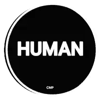a black circle with the word human written inside of it