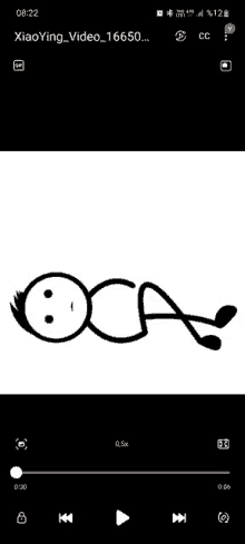 a cartoon stick figure is laying on its back with a face on it .