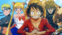 a group of anime characters including sailor moon and one piece