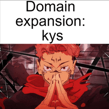 a picture of a man with the words domain expansion kys on it