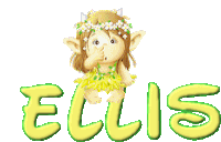 a cartoon illustration of a fairy with the name ellis above her