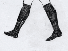 a black and white drawing of a person 's legs