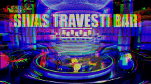 a blurry image of a stage with the words shivas travesti bar on it