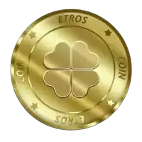 a gold coin with a four leaf clover and the word etros on it