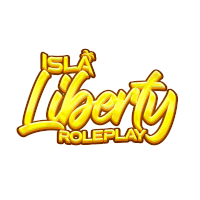 a logo for isla liberty roleplay with yellow letters