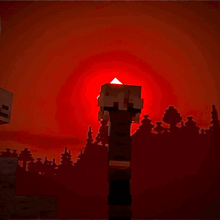 a minecraft character with a red triangle on his head