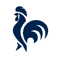 a silhouette of a rooster with a white tail