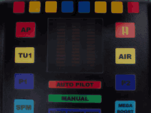 a control panel with a red button that says auto pilot manual