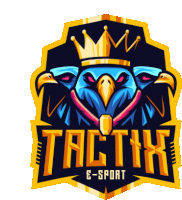 a logo for tactic e-sport with an eagle with a crown