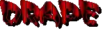 a pixel art of the word drape in red letters