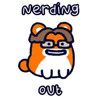 a cartoon of a bear wearing glasses with the words nerdling out below it