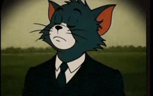 a cartoon cat wearing a suit and tie is sleeping