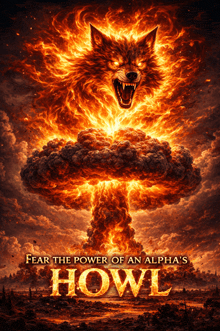 a poster for a movie called howl shows a wolf surrounded by flames