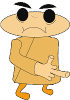 a cartoon character is giving the middle finger with his thumb