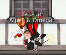 a scatter alpha and omega poster with a black and white bunny