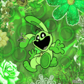 a picture of a green cartoon bunny with a butterfly on its head and the words picmix at the bottom