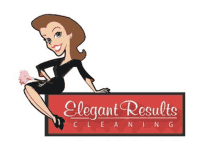 a logo for elegant results cleaning with a cartoon woman