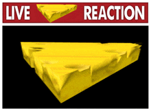 a sign that says live reaction with a picture of a yellow object